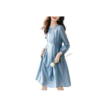 Mo Han Yi Mei Long Sleeved Dress Women's Blue