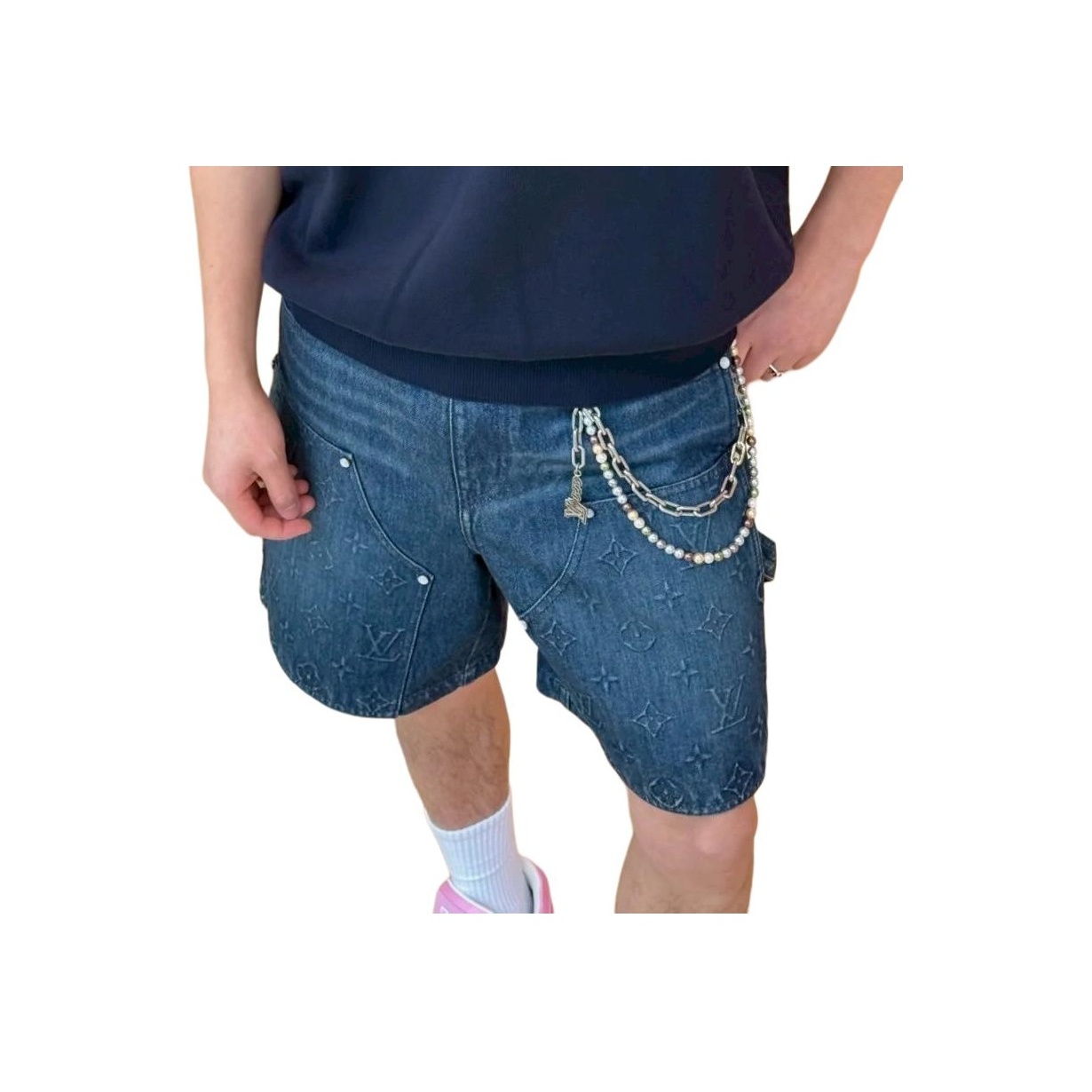 LOUIS VUITTON SS25 Denim Shorts Men's Blue - POIZON