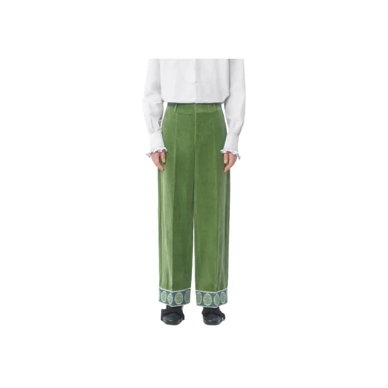 Valentino Garavani Jacquard Hem Straight Leg Trousers-1