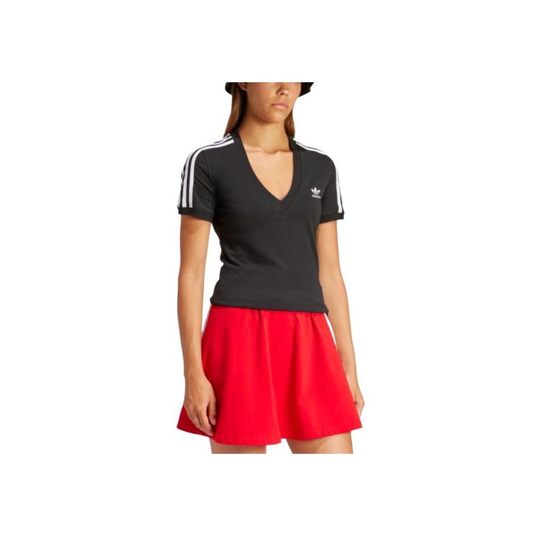 ☆Adidas☆Adicolor 3-Stripes V-Neck Slim Tee White adidas Adicolor 3-Stripes V-Neck Slim Tee - White | Free
