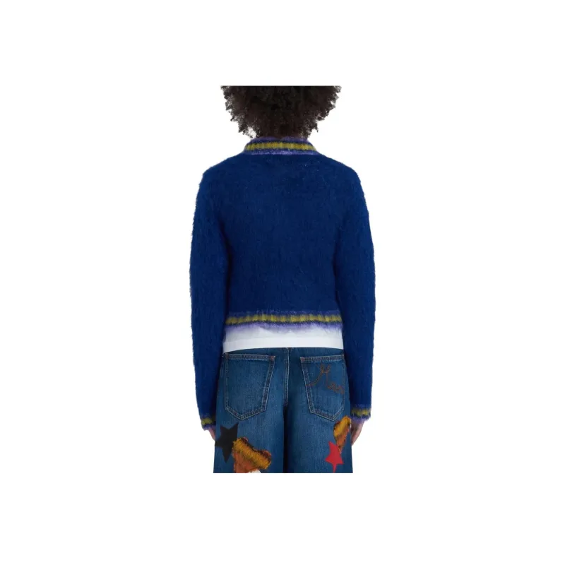 MARNI Long Sleeve V Neck Sweater 'Royal'-3