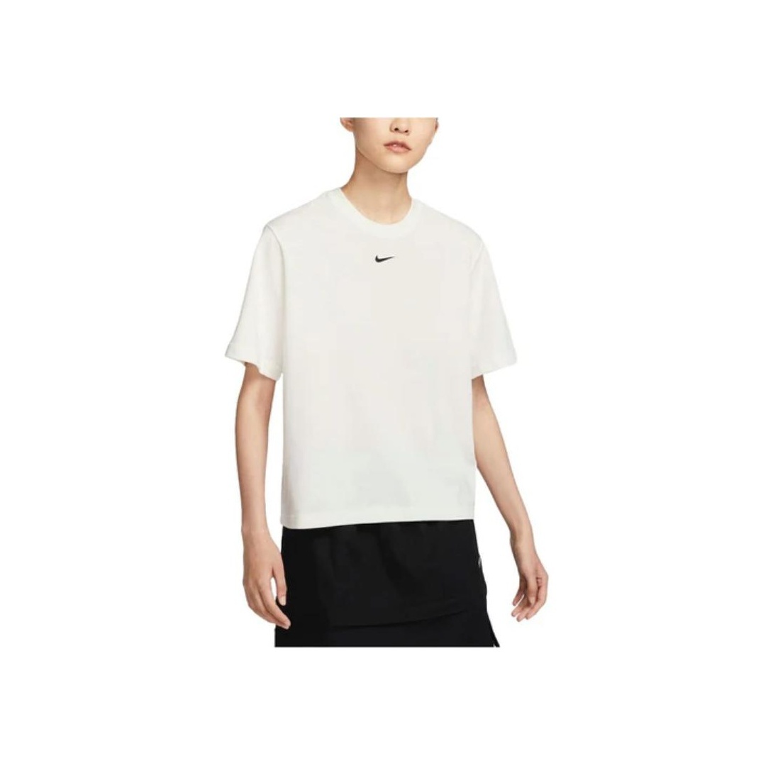 ★ Nike★ Sportswear Essential LBR T-shirt W White Black FD NIKE White Essential T-shirt with Swoosh FD4149 | Urbanstaroma
