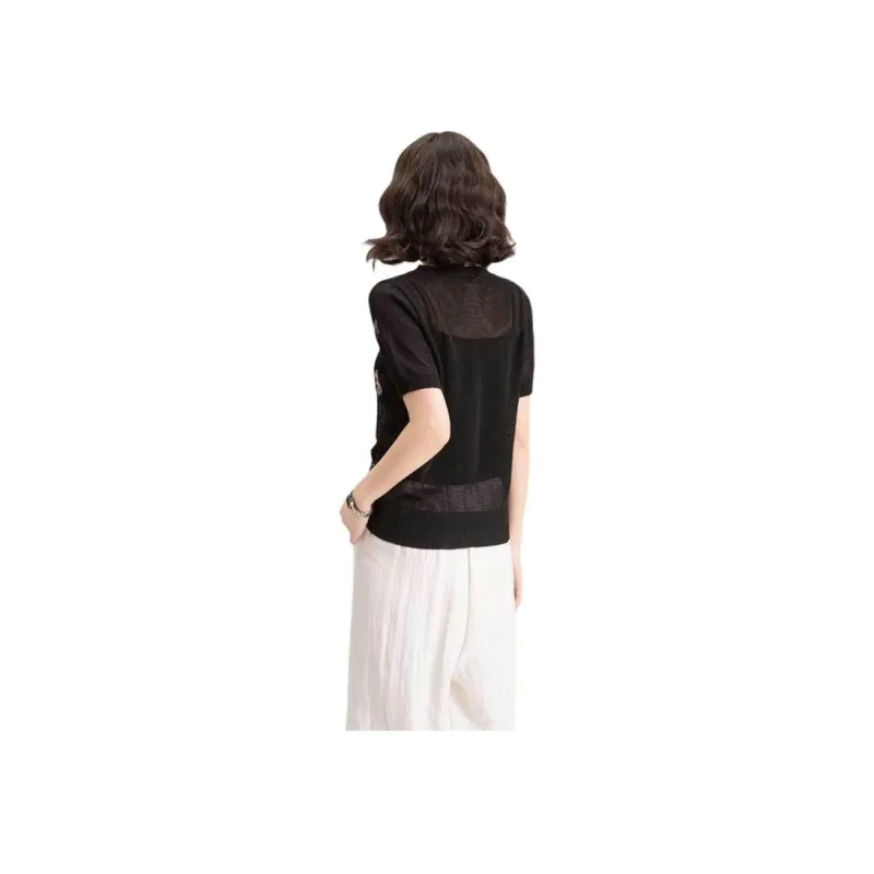 FAWENXIANGZI T Shirts Women's Black Dragonfly-1