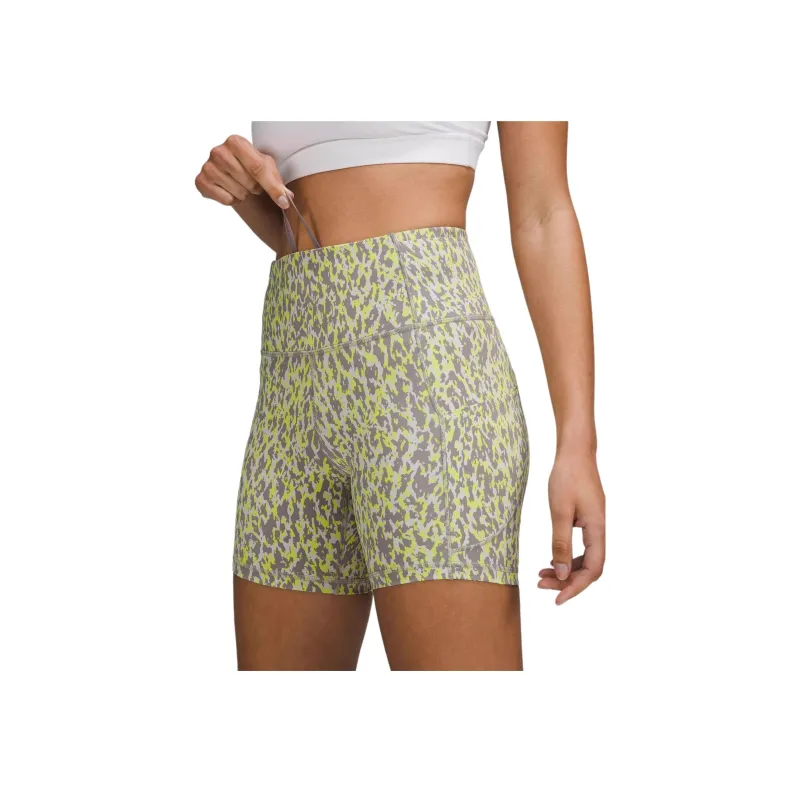 Lululemon Fast And Free Casual Shorts Women's Leopard Print Camouflage Bright Yellow Mixed Color-4