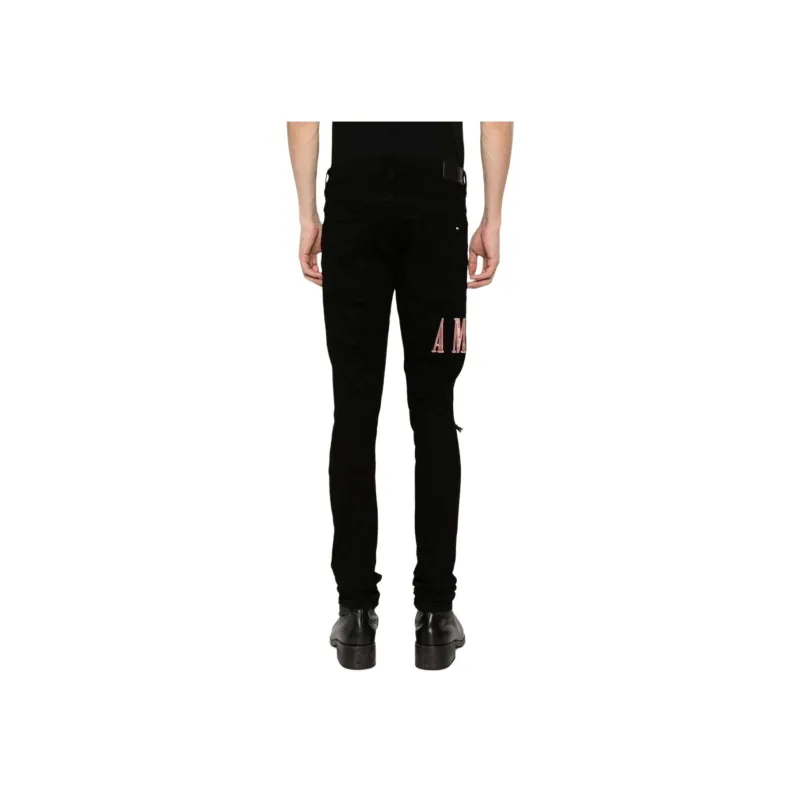AMIRI Waxed Logo appliqué Skinny Jeans-2