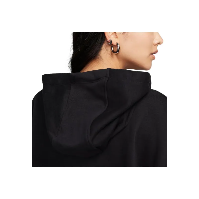 Nike Oversized Fleece Pullover Hoodie Sweatshirt Women's Black-3
