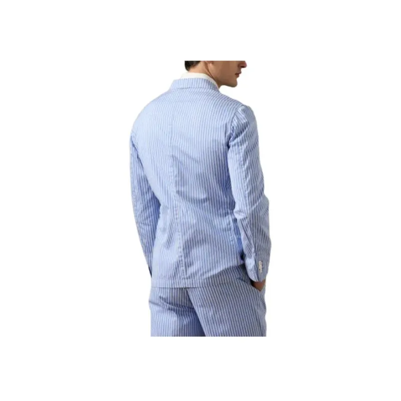 Polo Ralph Lauren Hand-Tailored Striped Poplin Suit Jacket Business Suit Men's Blue-2