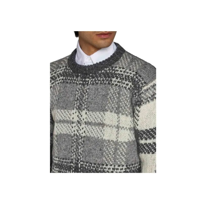THOM BROWNE Tartan Printed Ribbed Pullover-2