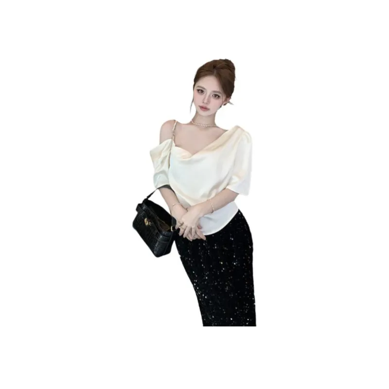 Mu Xiao Xin Chiffon Shirt Women's Apricot-1