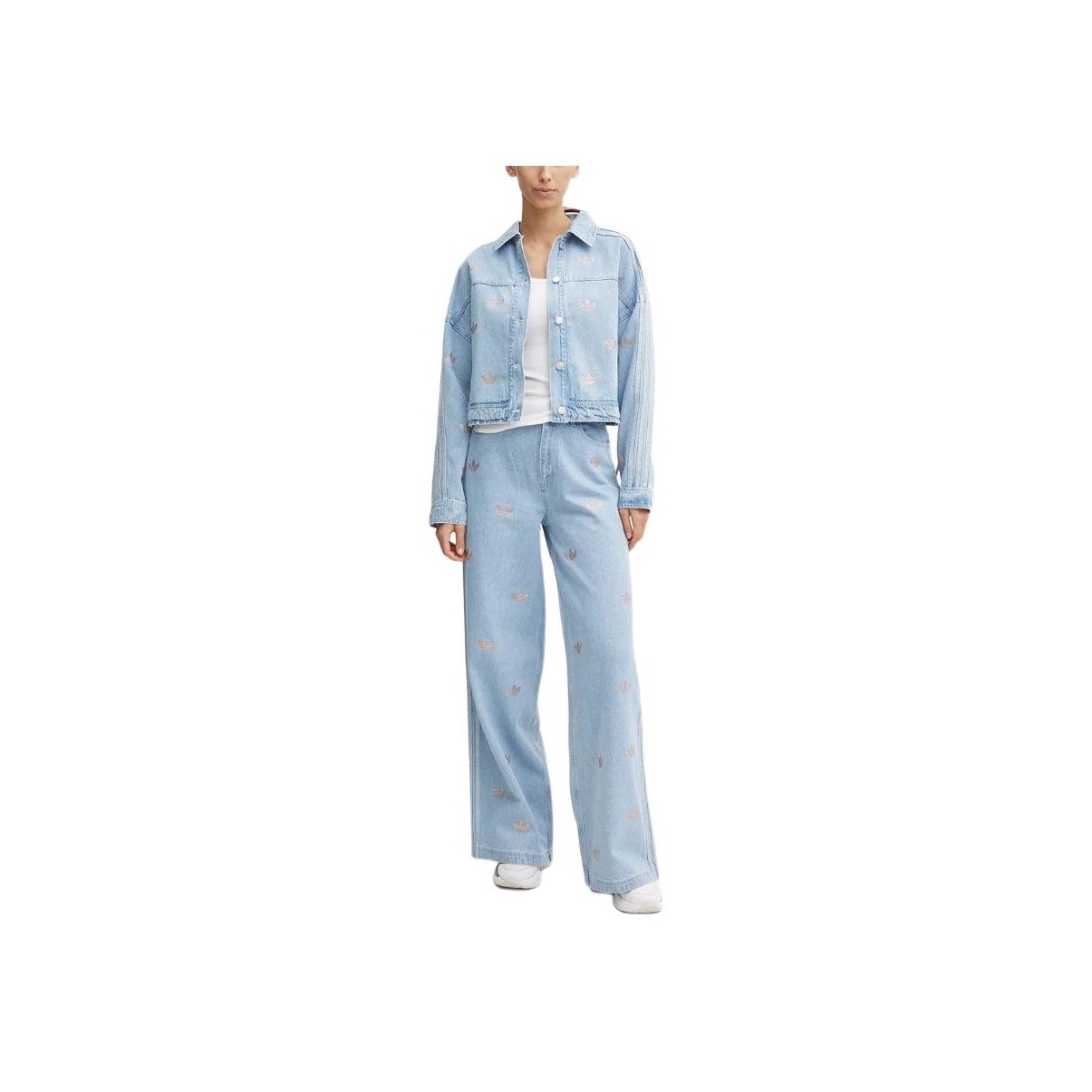 【ADIDAS】DENIM LINESTONE PANTS★送料・関税込★大人気★ アディダス デニム ラインストーン パンツ - ブルー