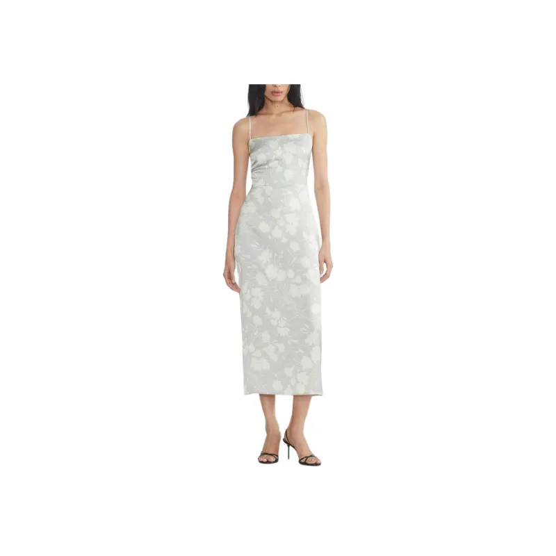 ARITZIA FW24 Wilfred Madelyn Satin Dress Slip Dresses Women's Chrome Gry Lt Brch/Gray Base Low Brown Print-2