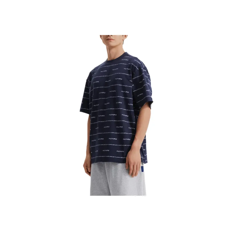 DECATHLON Sportswear ALPHALIC STRIPE T Shirt Unisex Blue Black-2