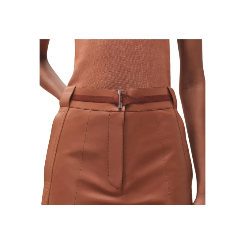 HERMES Knitted Sweatpants Women's Brown-3