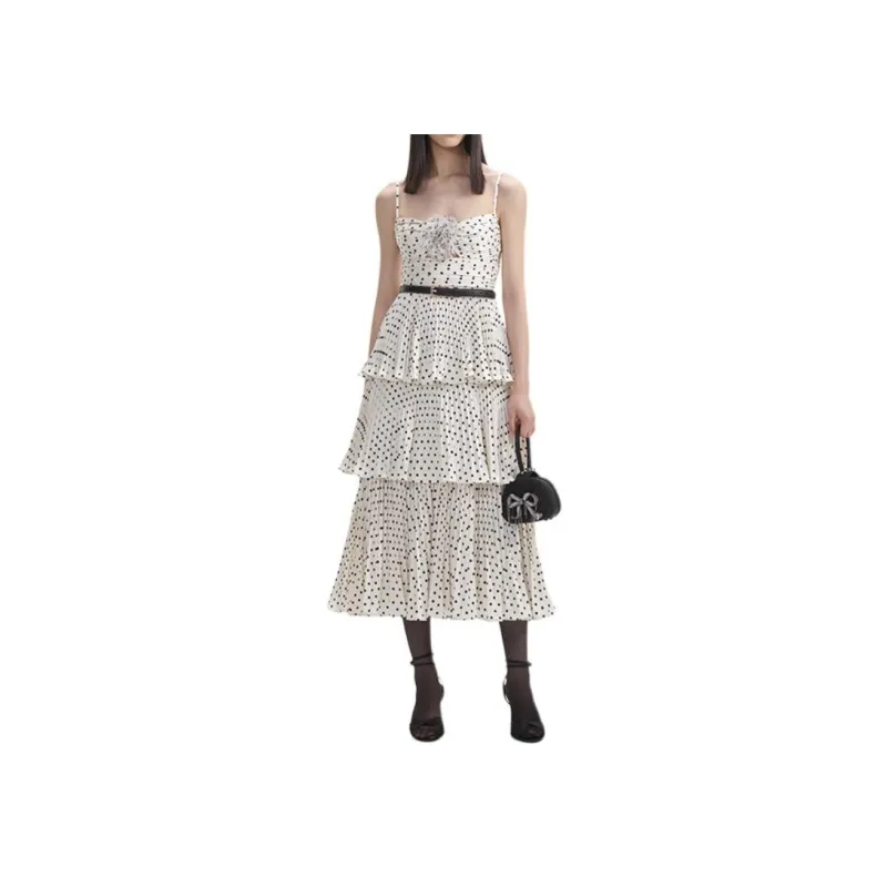 Self-portrait Polka Dot Tiered Midi Dress-1
