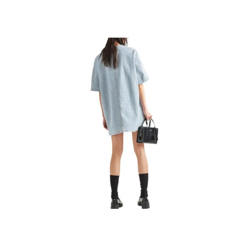 PRADA Short-Sleeved Dresses Women's Denim Blue-2
