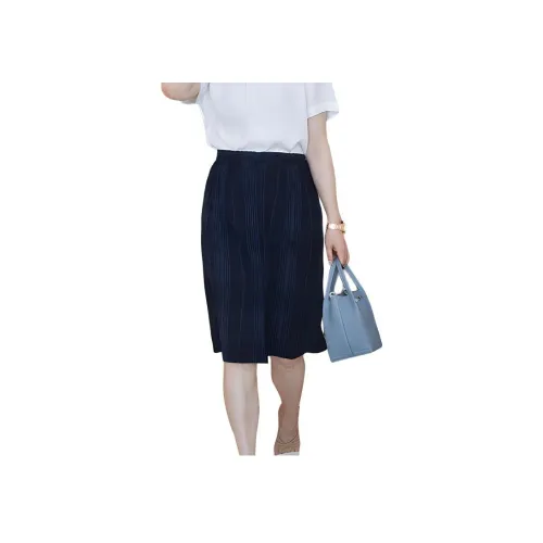 RUIENCO. 네이비 블루 여성 캐주얼 롱 스커트