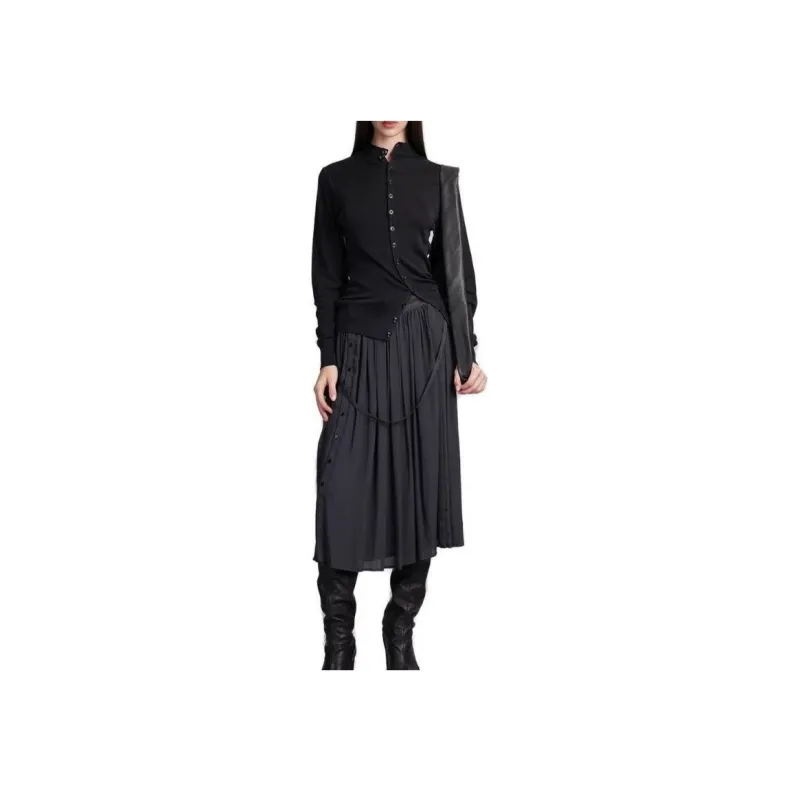 Lemaire Fitted Seamless Cardigan 'Granite Black'-3