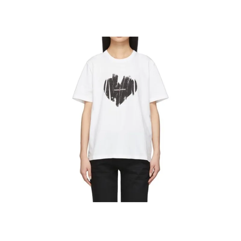 SAINT LAURENT Logo Printed Crewneck T Shirt-3