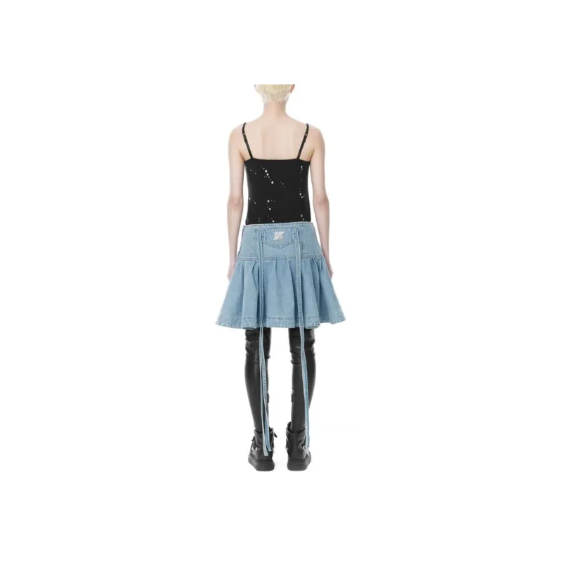 WE11DONE Denim Short Skirts Women's Blue-2