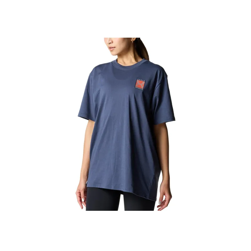 Under Armour Drop Shoulder Sleeve T Shirt Women's Pouring Ash-0