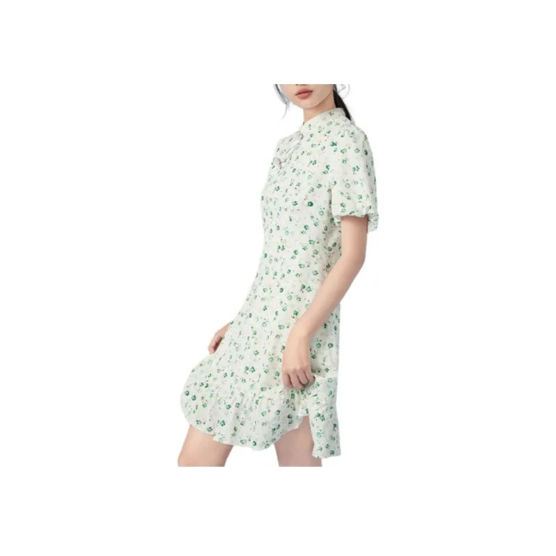 EICHITOO Short Sleeved Dresses Women's Ecru Pattern-1