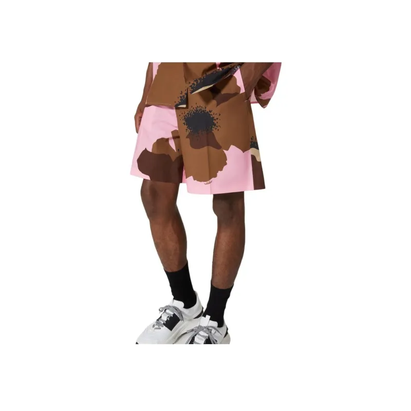 Valentino Flower Portrait Print Poplin Bermuda Shorts-1