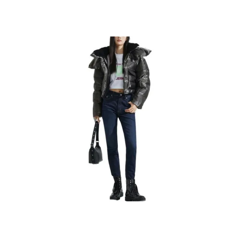 CALVIN KLEIN Puffer Jacket Women's Gray Tin Can-0