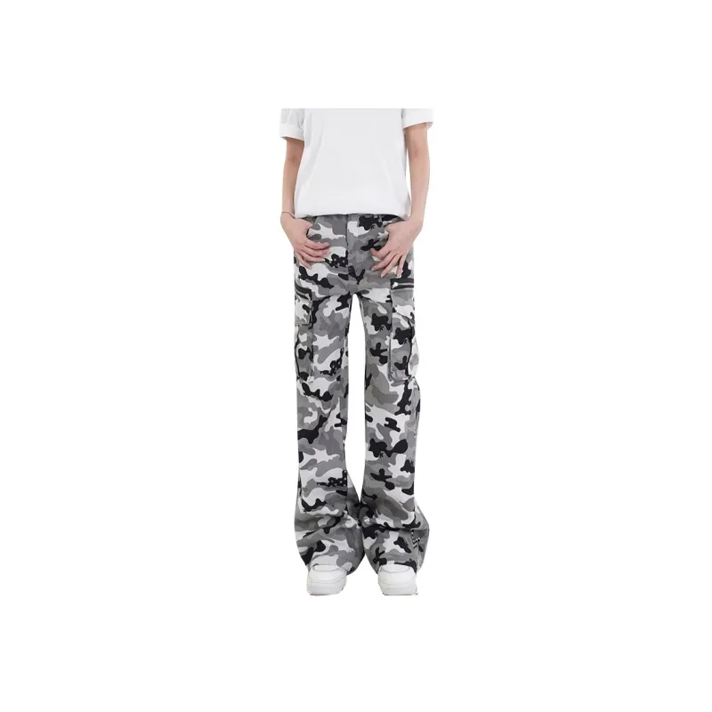 BLANC & ECLARE Large Pocket Western Vibe Loose Fit Jeans Men's Camouflage-0