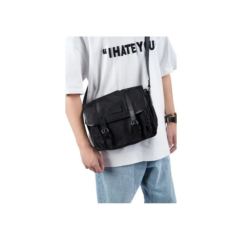GUCCI GG GUCCIssima Logo Messenger Bag Monogram Black-9