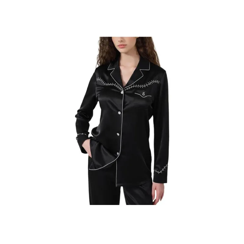 SILKY MIRACLE FW24 Pajama Set Women's Sparkling Black Set-5