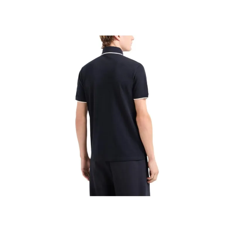 EMPORIO ARMANI Mercerised Piqué Polo Shirt With Micro Eagle Embroidery-2