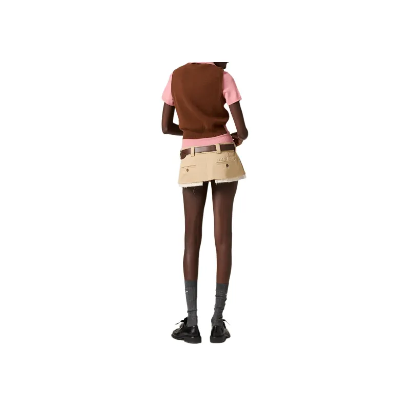 MIU MIU Cashmere Wool Polo Sweater Tobacco/Pink-2
