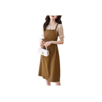 Mo Han Yi Mei Short Sleeved Dress Women's Caramel
