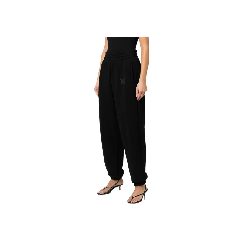 T By Alexander Wang Essential Puff Logo Structured Terry Sweatpants Black-2