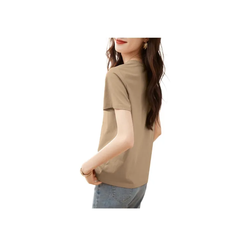 Mo Han Yi Mei Regular T Shirt Women's Milk Tea-0