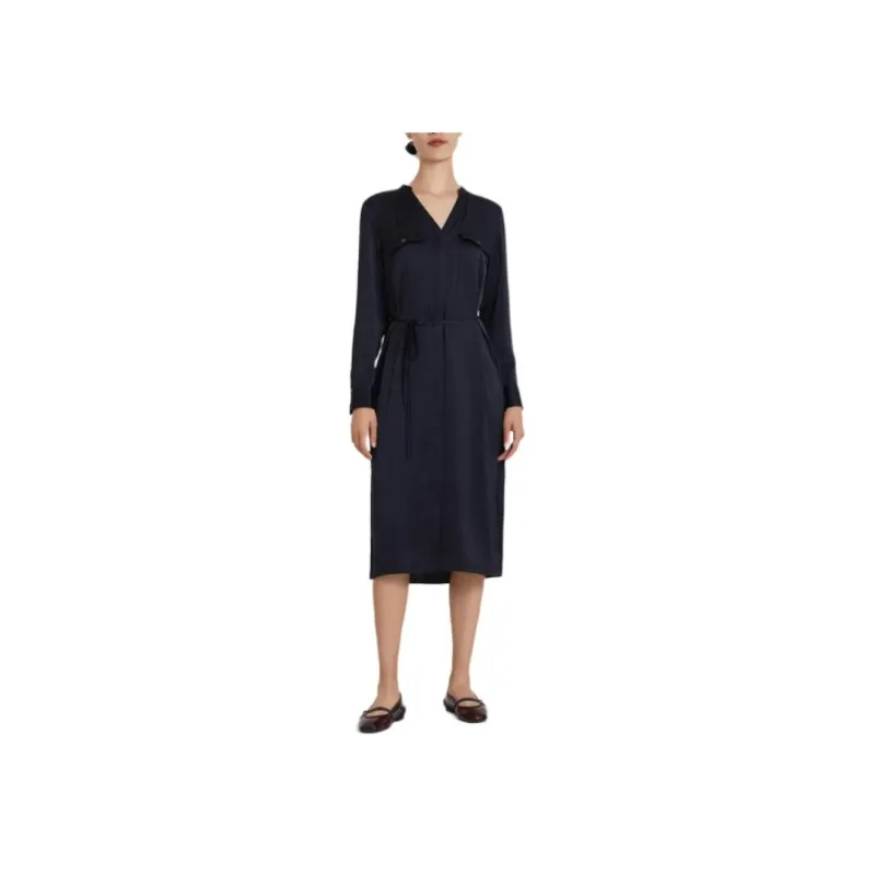 THEORY Long-Sleeved Dresses Women's Deep Sea Blue-2