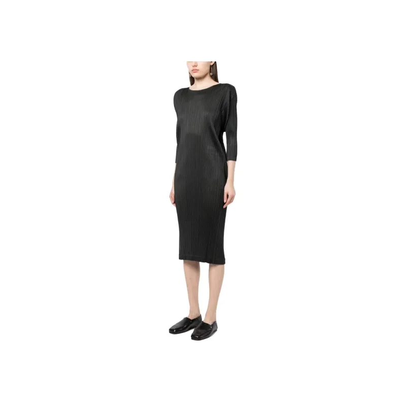 PLEATS PLEASE ISSEY MIYAKE Long-Sleeved Dresses Women's Black-3