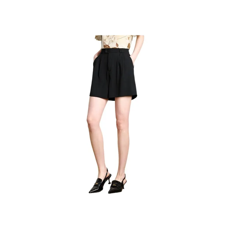 FENHONGMALI Casual Shorts Women's Black-5
