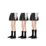 [Crew Socks 24cmx2+Extended Length Crew Socks 28cm]Black 3 Pack