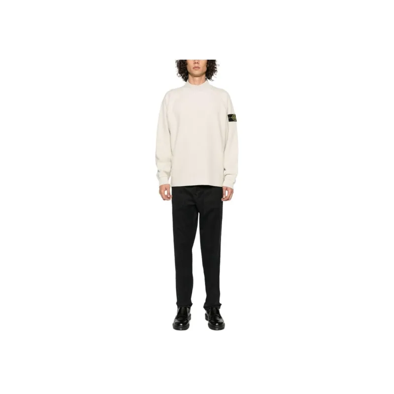 STONE ISLAND Compass Motif Mock Neck Layered Sweatshirt-4