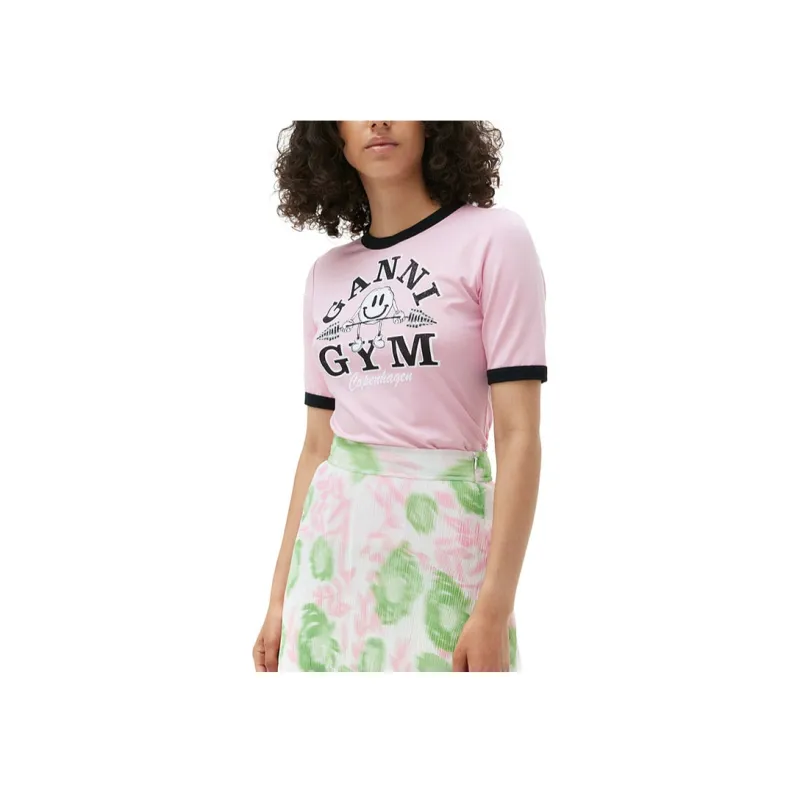 GANNI Logo Printed Crewneck T-Shirt-3