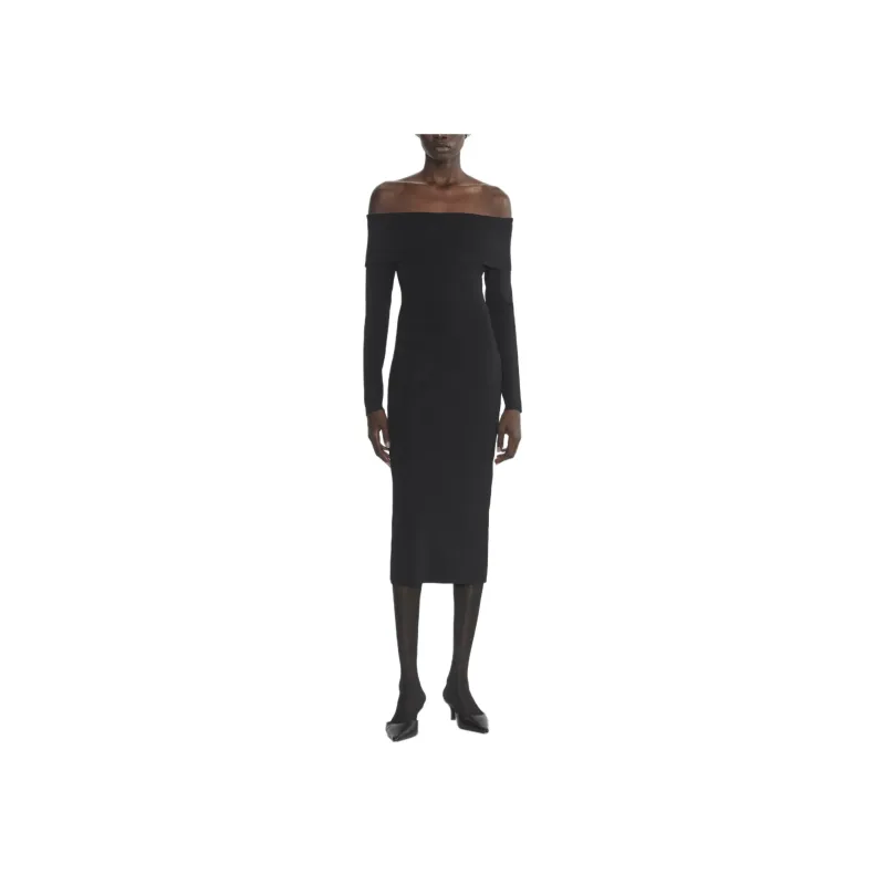 ARITZIA Babaton Sculpt Knit Section Dress Long-Sleeved Dresses Women's Black-2
