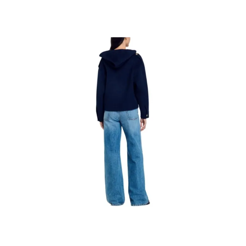 Sandro Hooded Wool Bomber Jacket-2