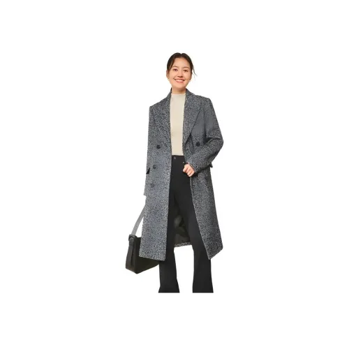 Orange Desire 블랙 블랙 화이트 헤링본 여성 코트