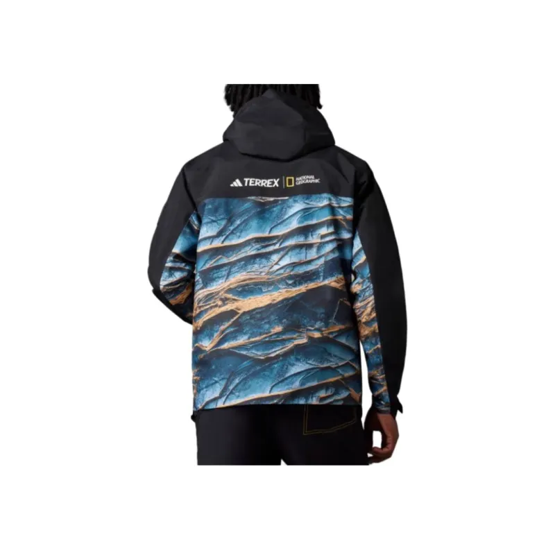 Adidas TERREX Water-Resistant Windproof Breathable Windbreaker Jacket Unisex Black Comes With Necklace-3