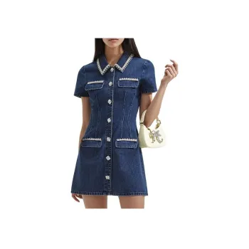 Self-portrait Denim Collared Mini Dress