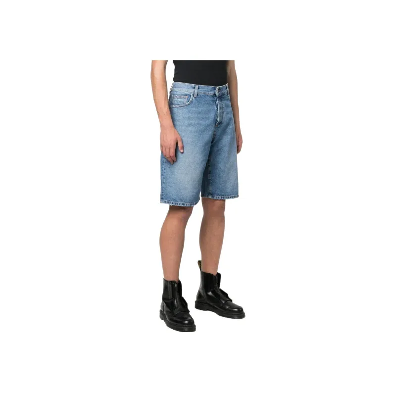 Marcelo Burlon County Of Milan Cross Embroidered Knee length Denim Shorts-3