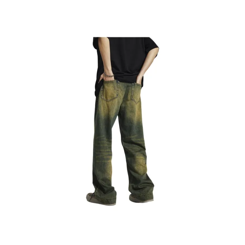 SONGS ALONG Jeans Unisex Yellow Mud Green-1