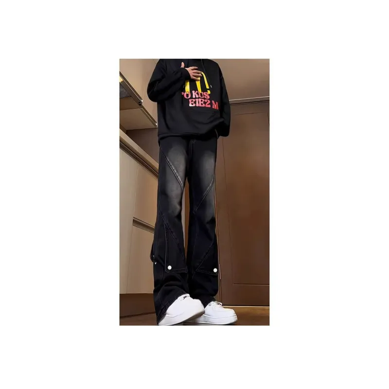 TESTUNG American Luxury Streetwear Trendy Brand Loose Fit Straight Fit Jeans Unisex-1