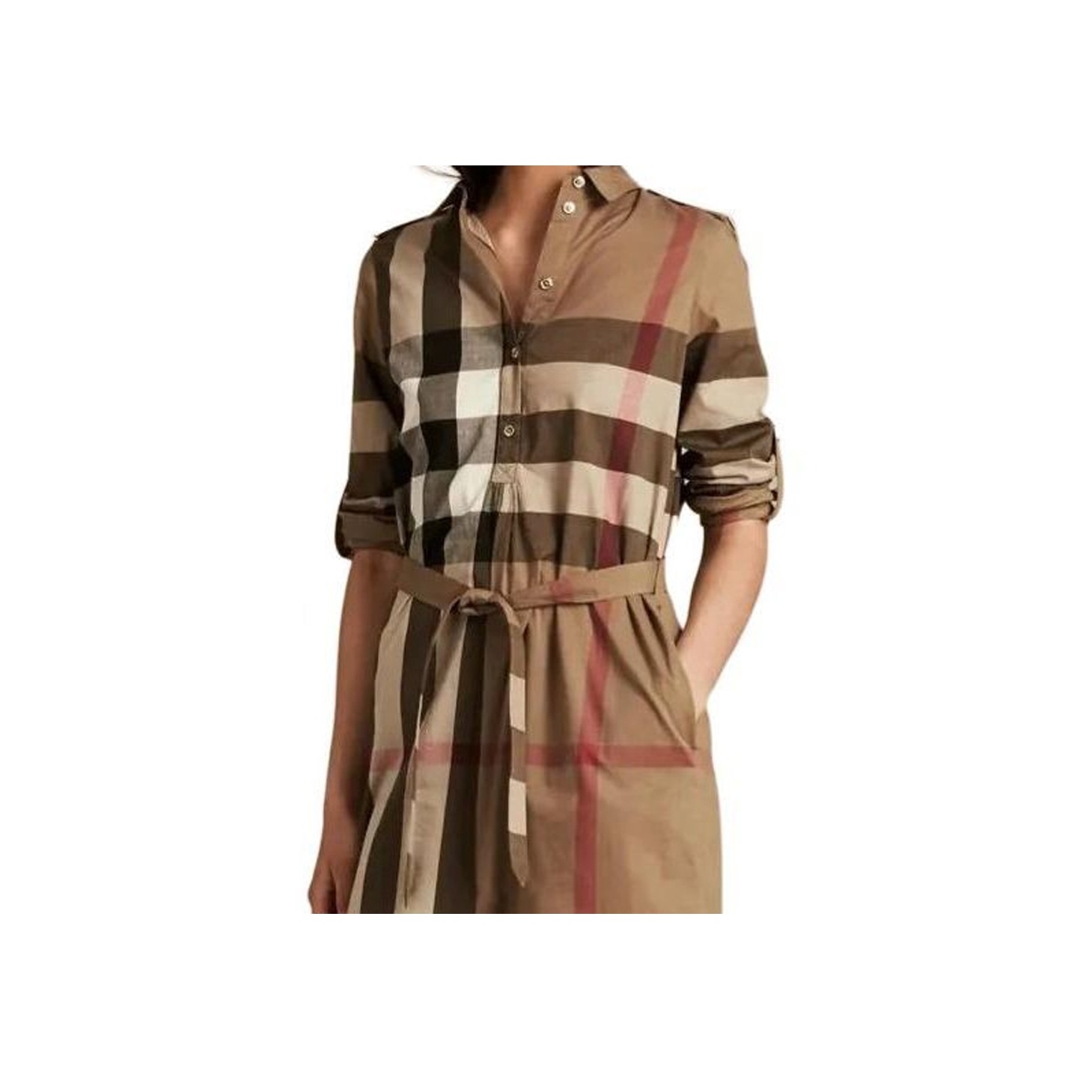 Burberry Long Sleeved Dresses Women's Brown 10 Shopping Bag